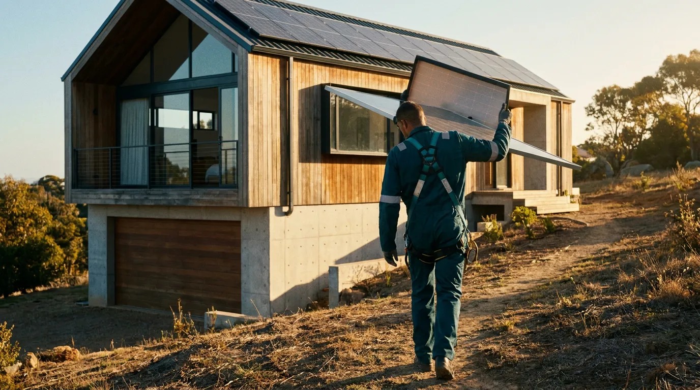 Solar installer at a home
