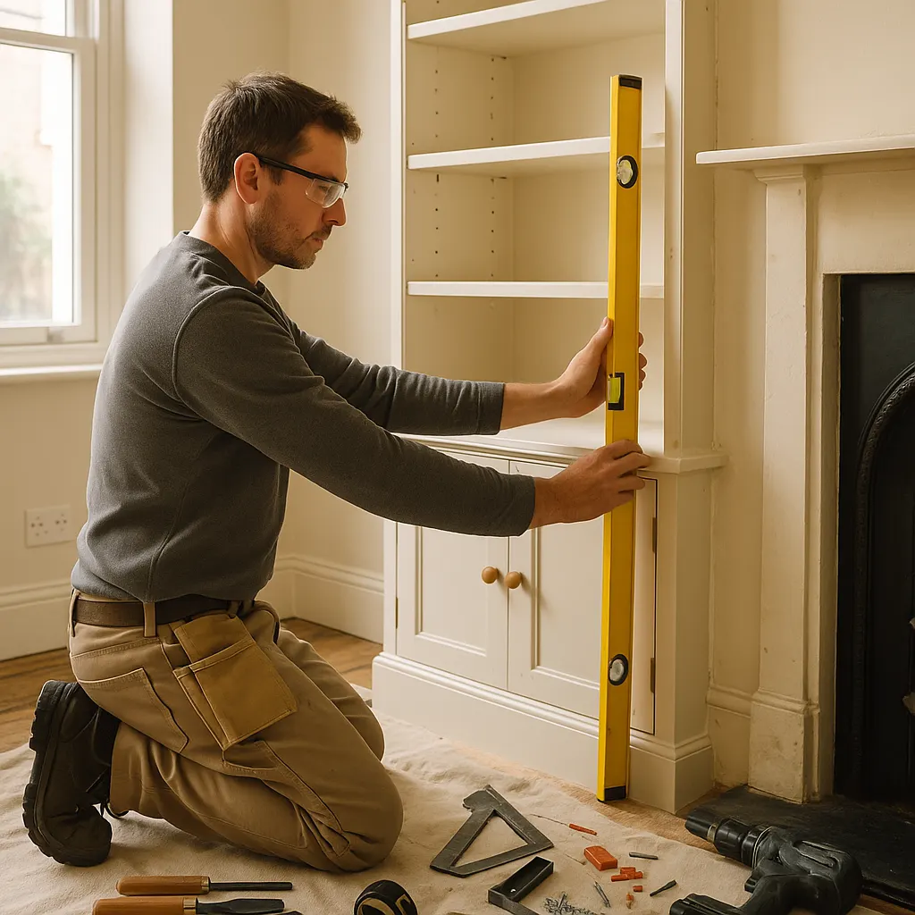 Bespoke fitted alcove bookcase